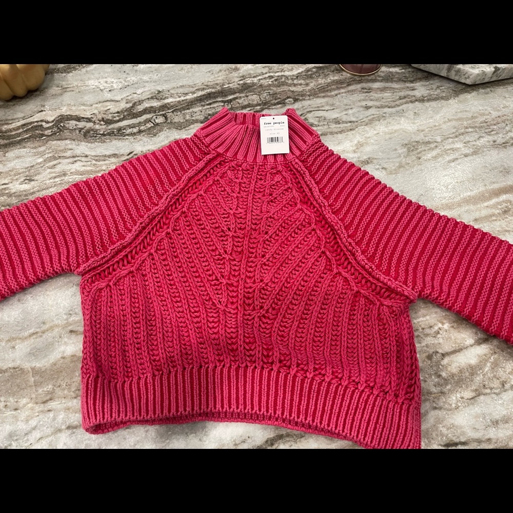 Free People Crop Sweater.  Hot Pink.  XS.